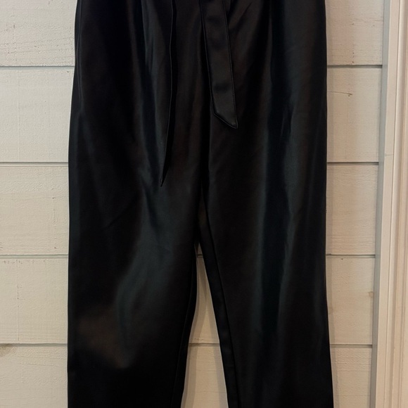 Lucy Paris Faux Leather Paperbag High Waist Ankle Pants Black - Picture 15 of 16
